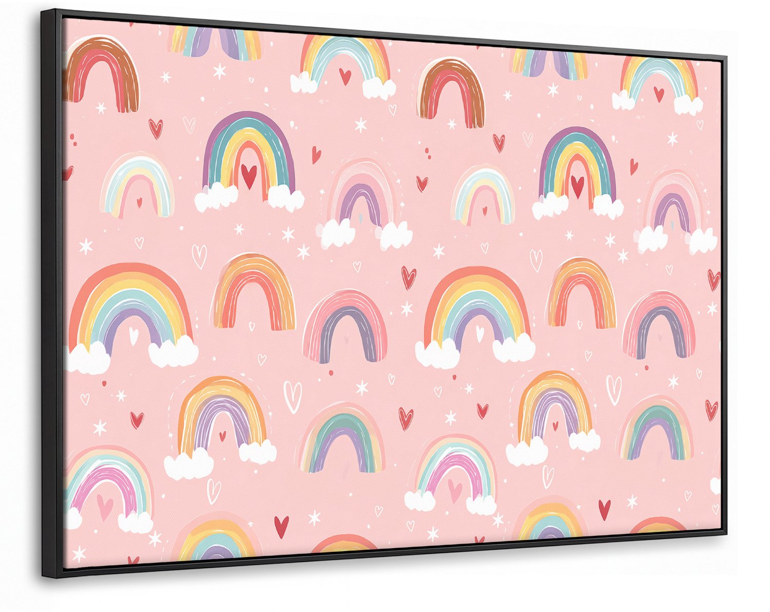 Canvas Schilderij met Baklijst 90x60cm - Regenboog - Patroon - Pastel - Muurdecoratie woonkamer - Slaapkamer decoratie - Kamer accessoires - Schilderijen op canvas met lijst