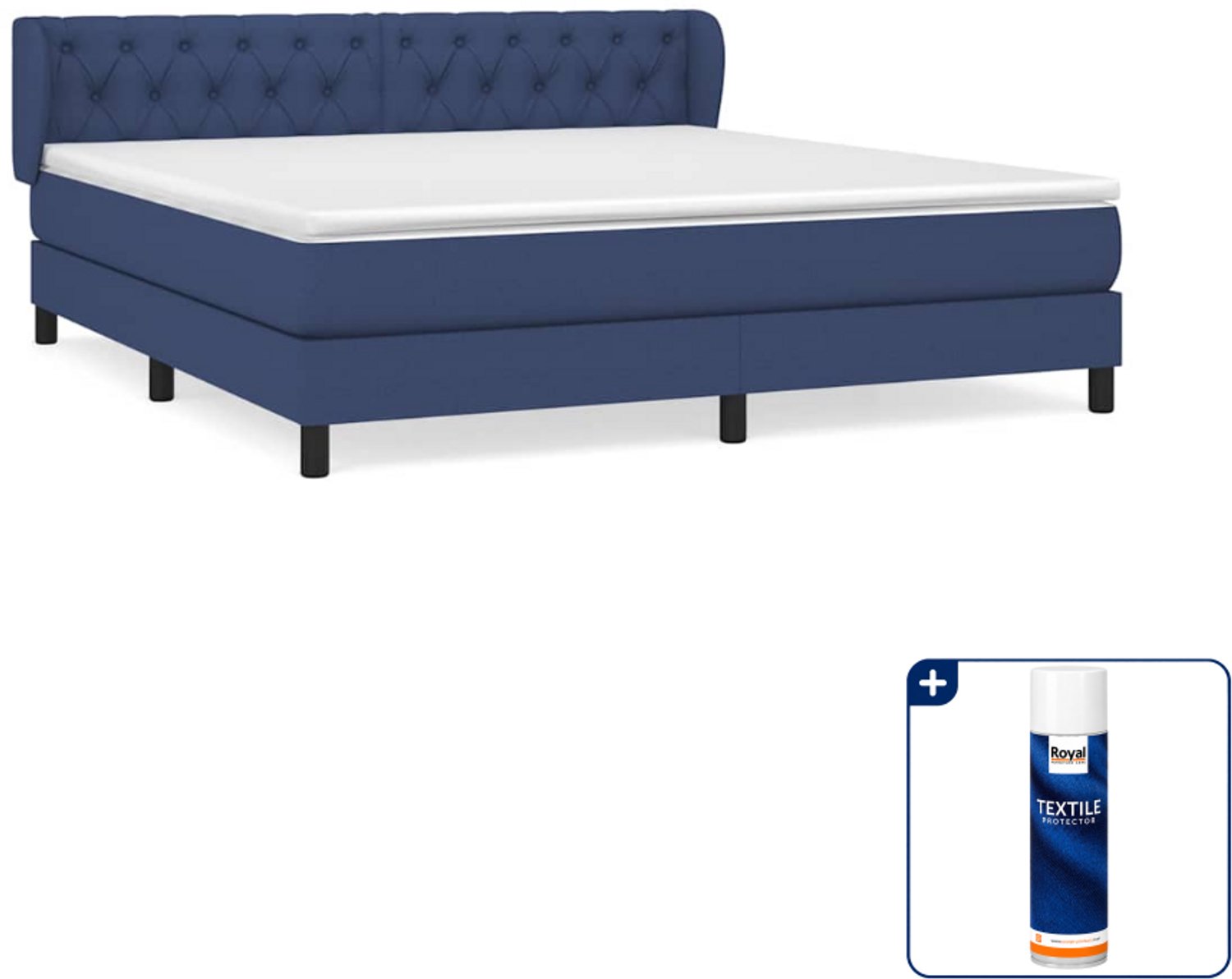 vidaXL boxspring - Queensize - 160 x 200 cm - blauw - Inclusief textielbeschermer 500 ml