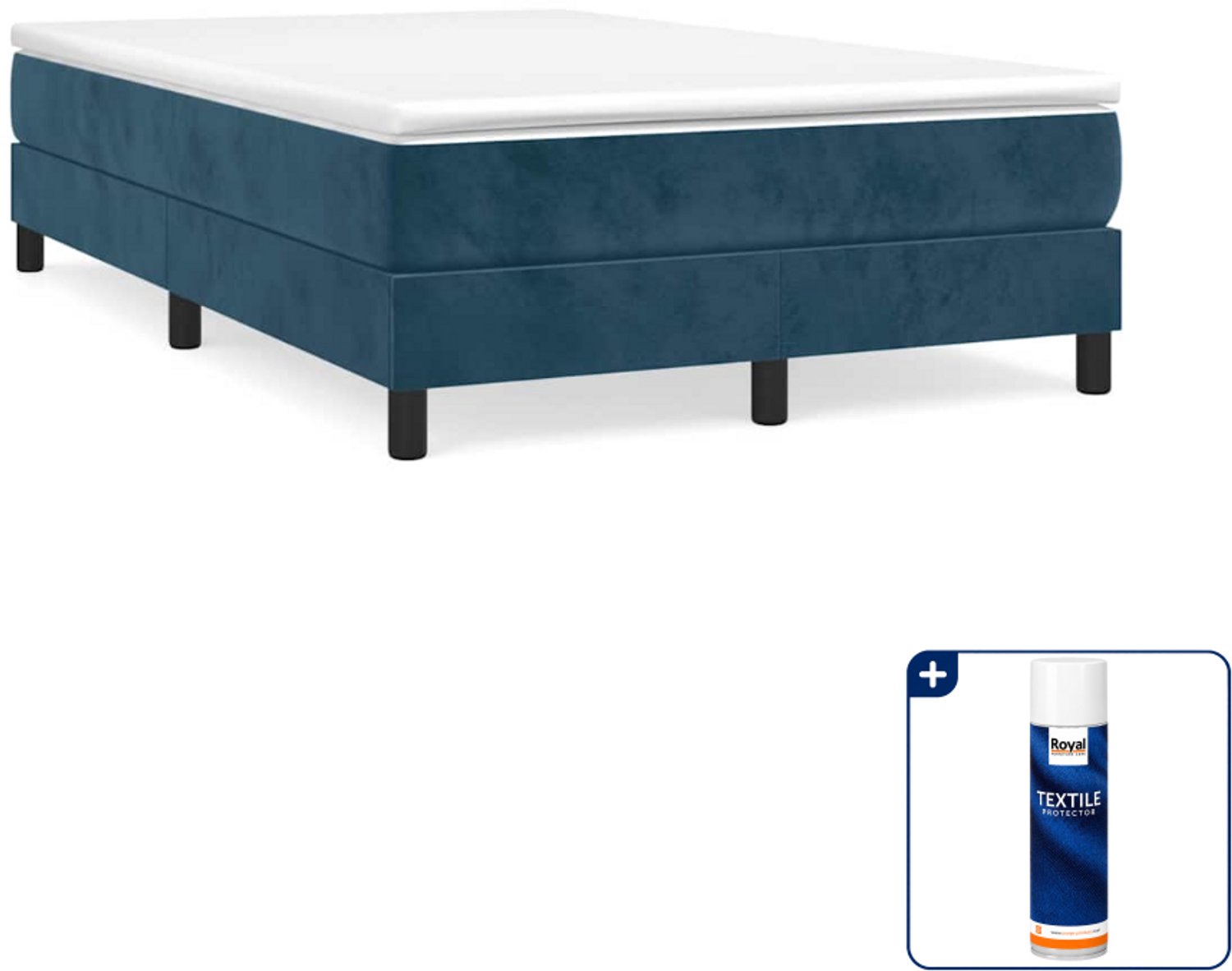 vidaXL boxspring bed - 120 x 200 cm - fluweel - donkerblauw - Inclusief textielbeschermer 500 ml Bruin