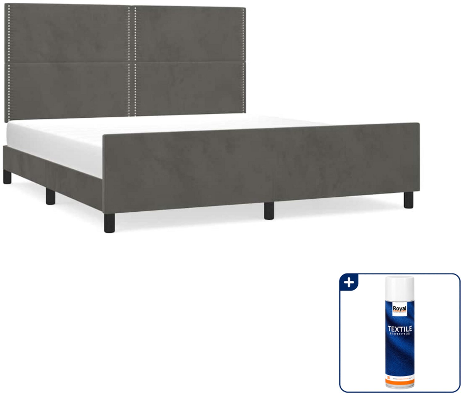 vidaXL bedframe - Queensize - 160 x 200 cm - fluweel - donkergrijs - Inclusief textielbeschermer 500 ml