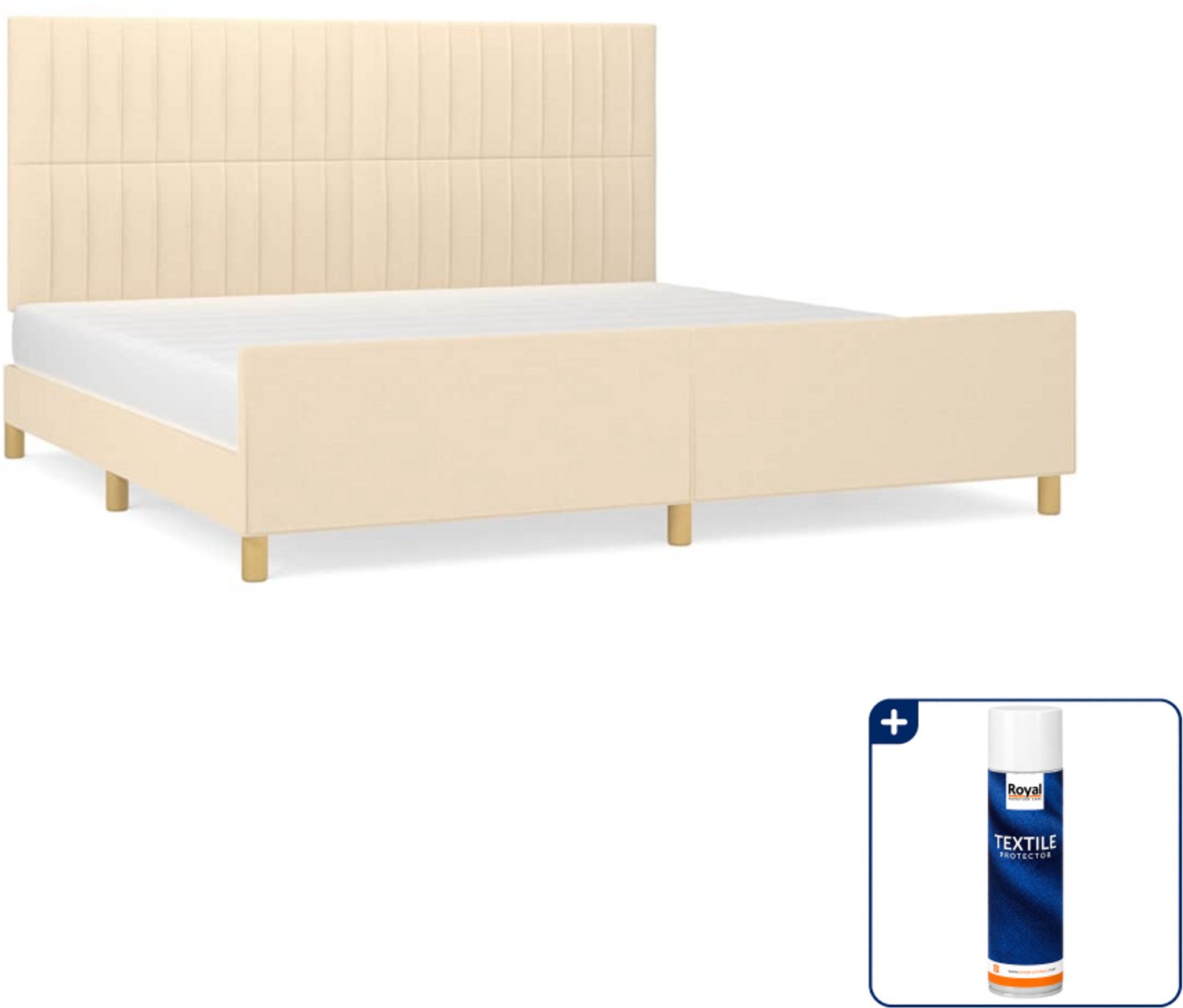 vidaXL bedframe - 200 x 200 cm - stof - crème - Inclusief textielbeschermer 500 ml