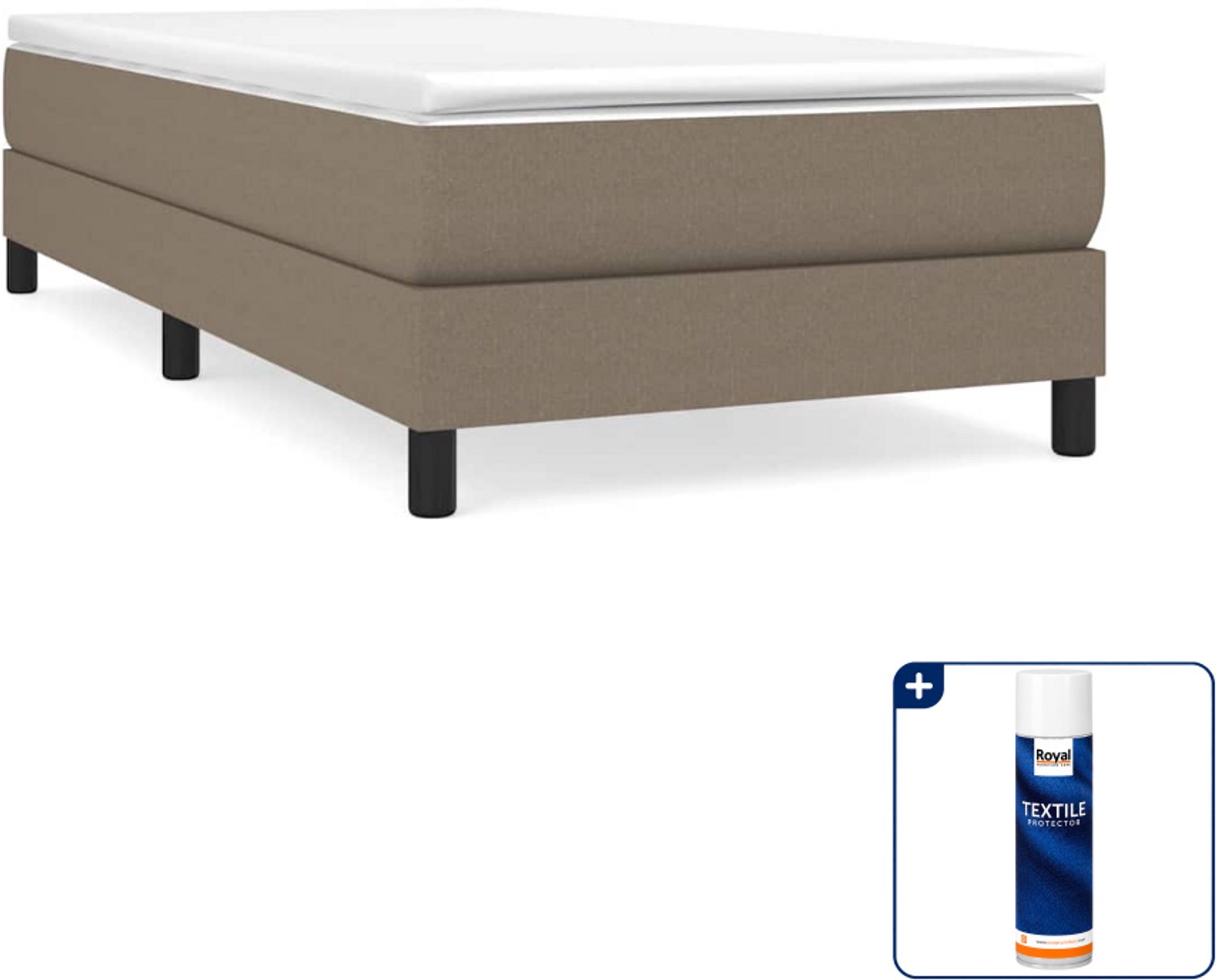 vidaXL boxspring bed - 80 x 200 cm - stof - taupe - Inclusief textielbeschermer 500 ml Bruin