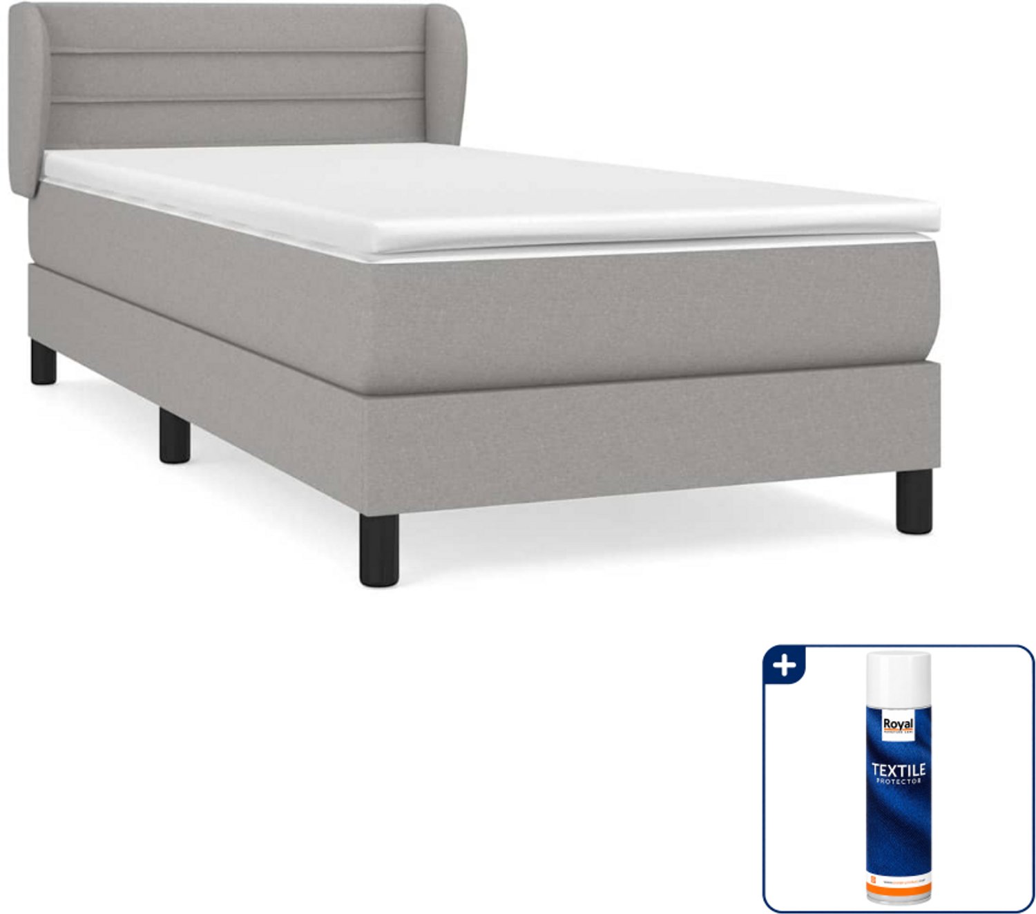 vidaXL boxspring met matras 80 x 200 cm - stof - lichtgrijs - Inclusief textielbeschermer 500 ml