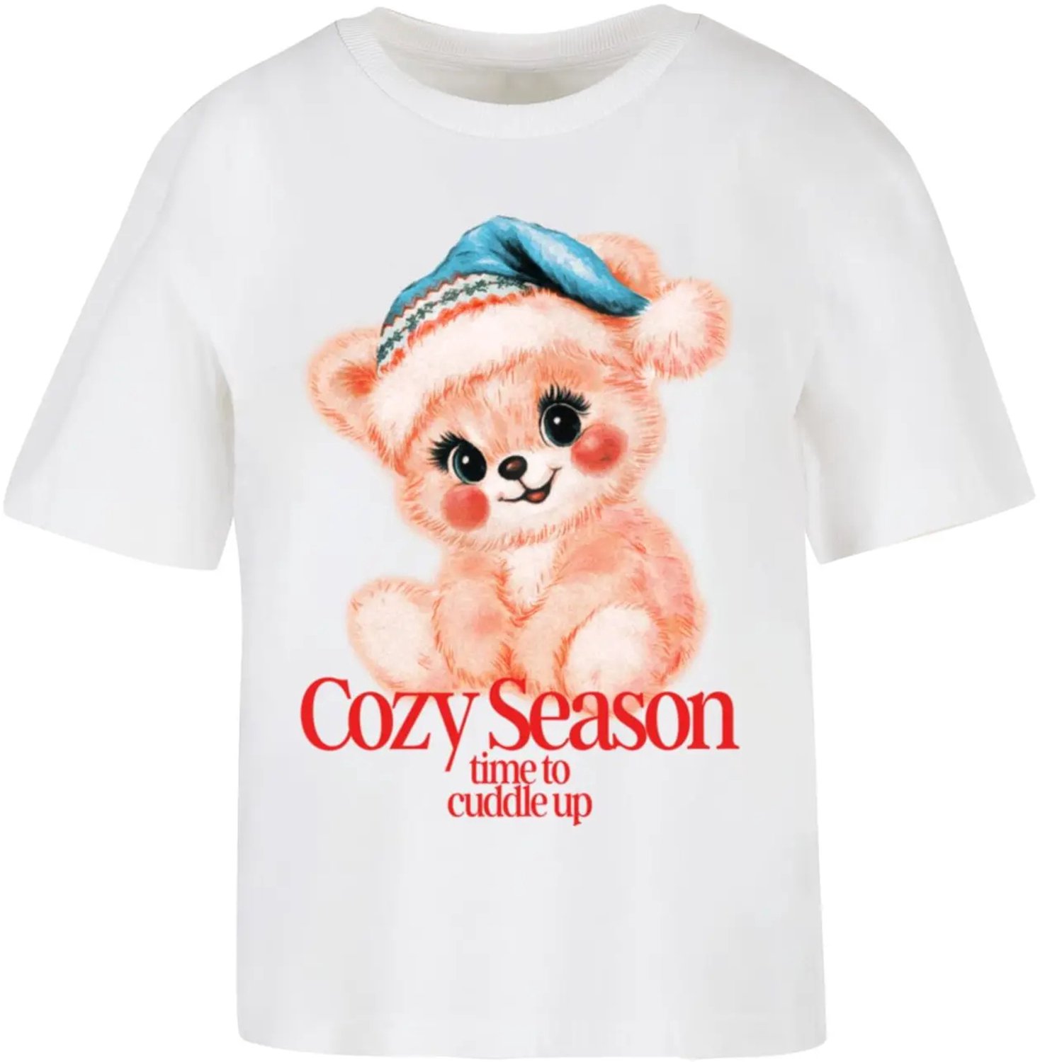 Dames-T-shirt Mister Tee Cozy Season Wit