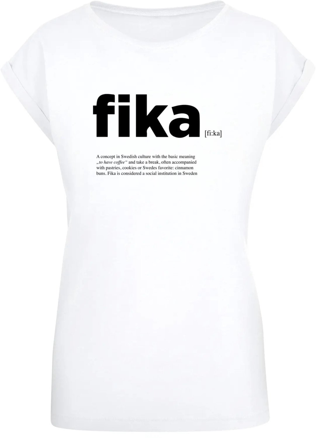 T-shirt dames Mister Tee Fika Definition Wit