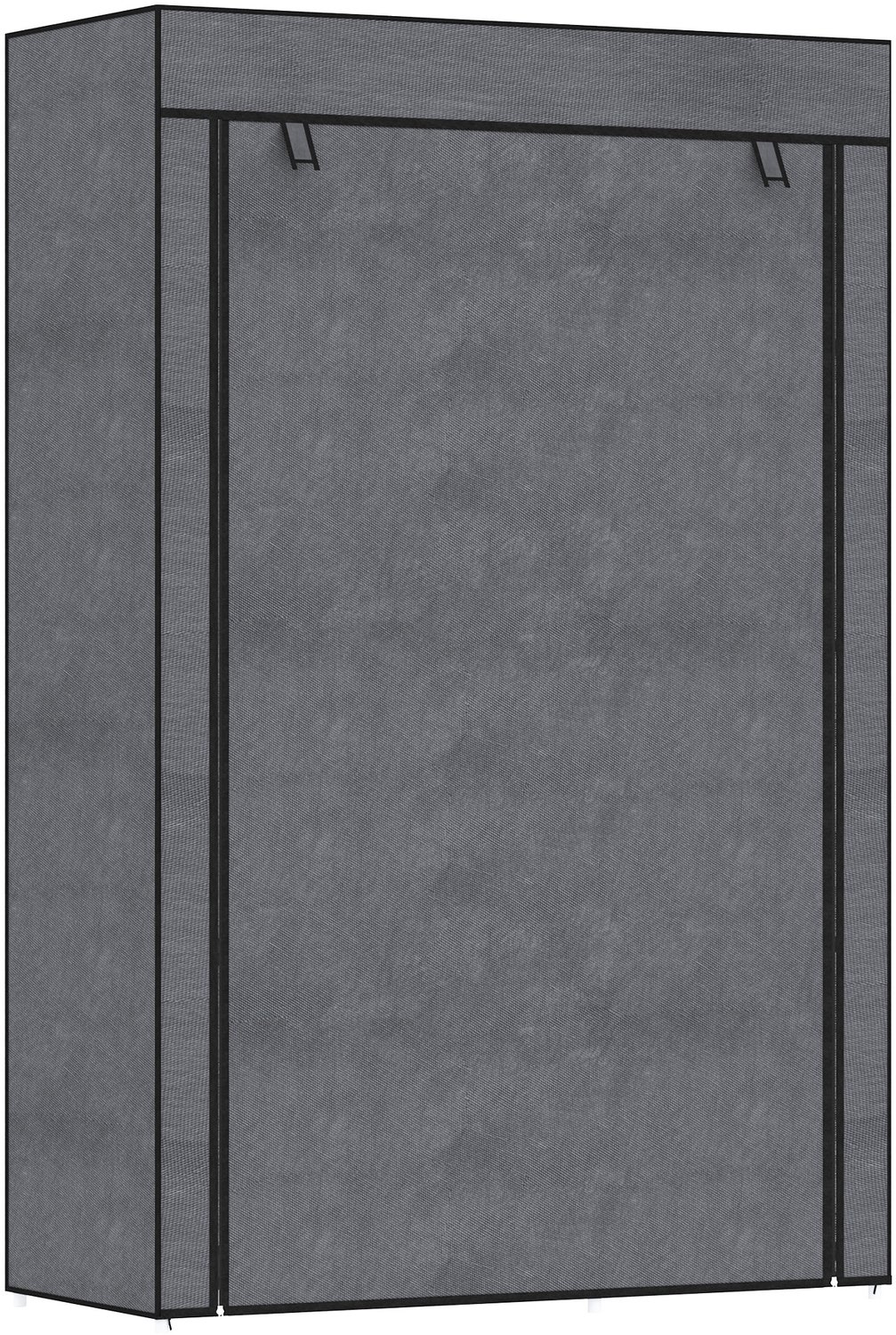 Lunpog Kledingkast Stoffen Kast met Kledingstang - 6 Vakken - 1 kledingroede - in Vlies-Optiek - Grijs Gris foncé