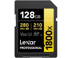 Lexar SD Pro Gold Series UHS-II 1800x 128GB - Lezen 270MB/s - Schrijven 180MB/s - V60