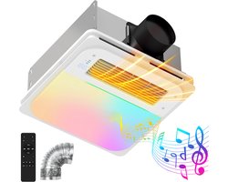 Puluomis Badkamerventilatoren - Intelligent - 170CFM - 100mm - RGB-verlichting - verwarming - Bluetooth-luidspreker