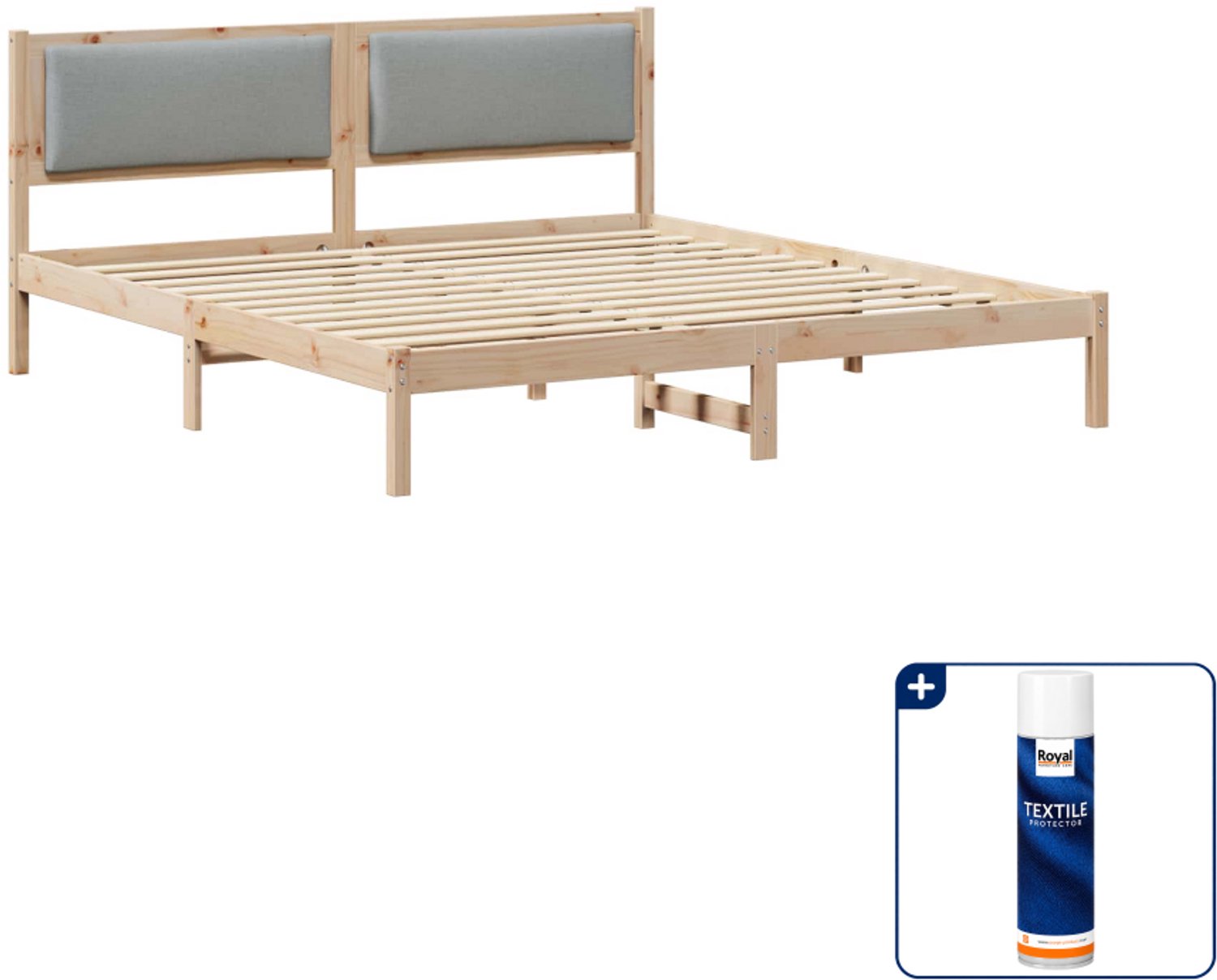 vidaXL Bedframe - Kingsize - 180 x 200 cm - lichtgrijs - Inclusief textielbeschermer 500 ml