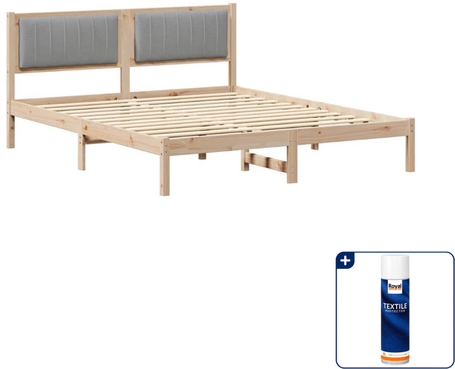 vidaXL bedframe - 150 x 200 cm - lichtgrijs - Inclusief textielbeschermer 500 ml Bruin
