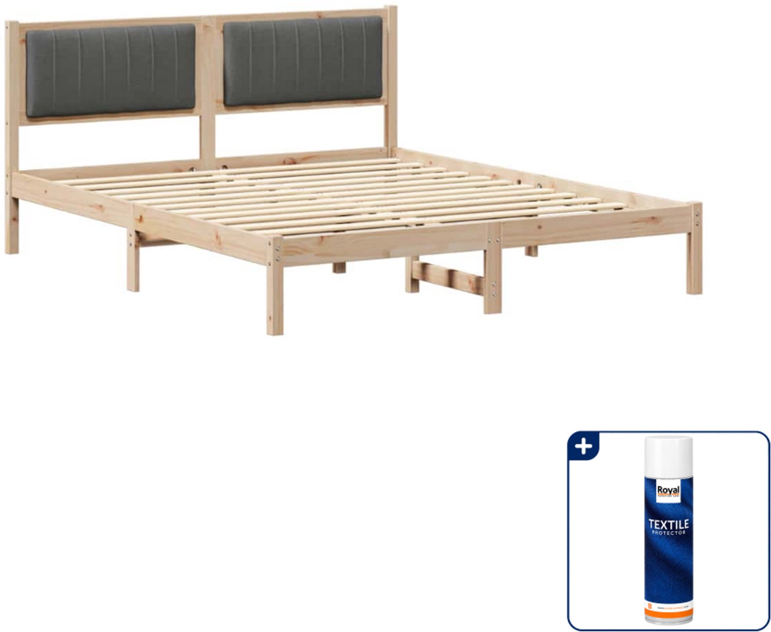 vidaXL bedframe - 150 x 200 cm - donkergrijs - Inclusief textielbeschermer 500 ml Bruin