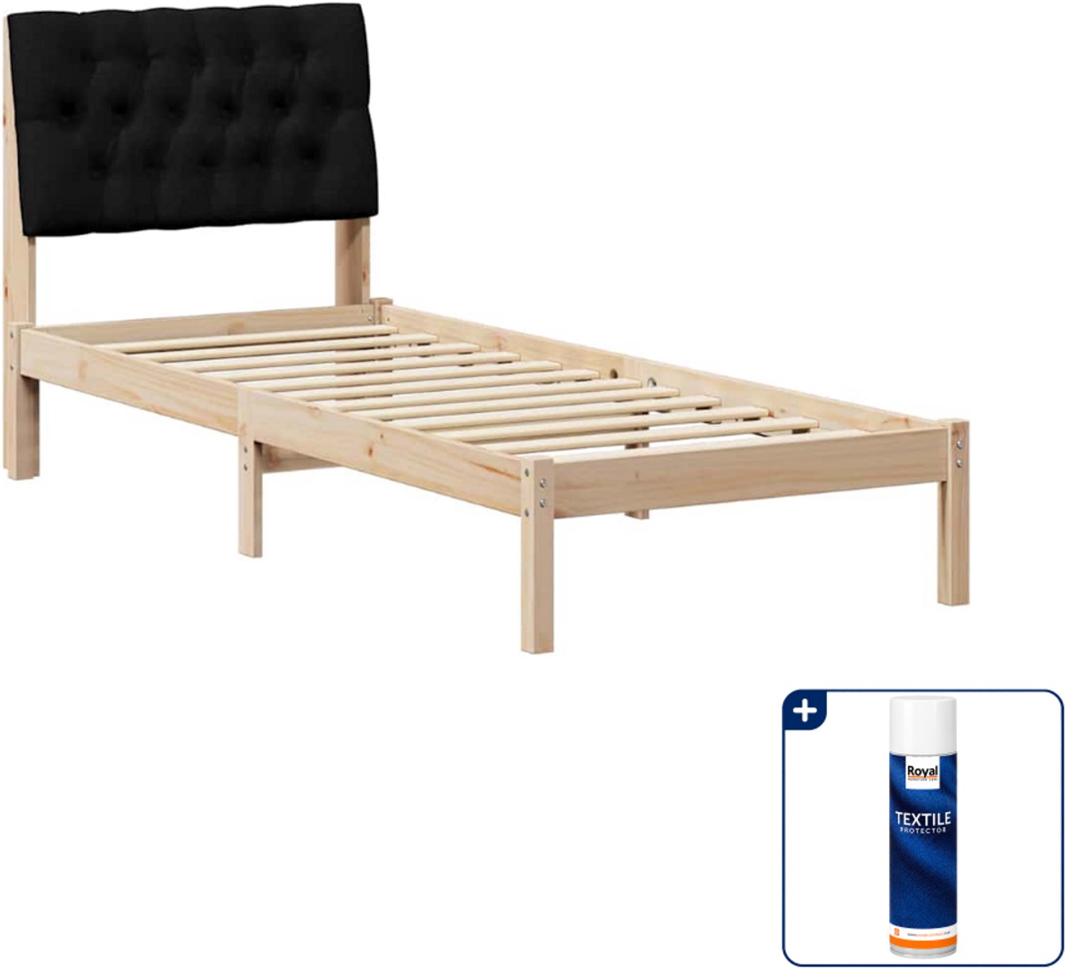 vidaXL bedframe - 75 x 190 cm - massief grenenhout - bruin - Inclusief textielbeschermer 500 ml