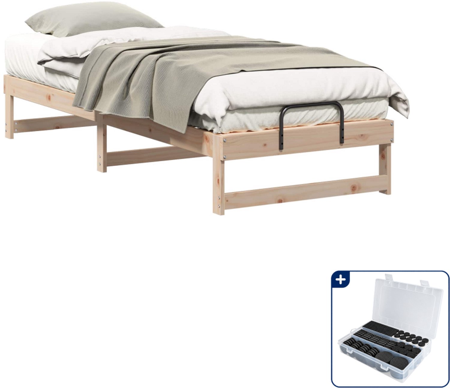 vidaXL bedframe - 80 x 210 cm - massief grenenhout - bruin - Inclusief antikrasvilt 177-delig