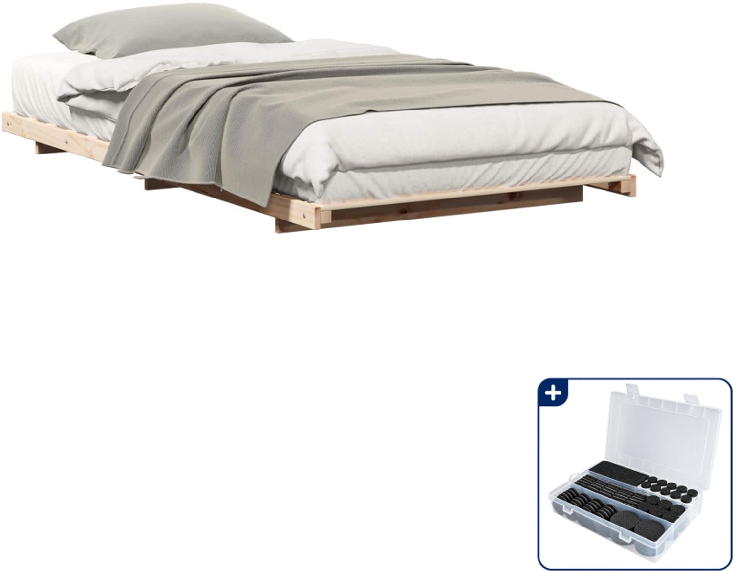 vidaXL bedframe - 80 x 200 cm - massief grenenhout - bruin - Inclusief antikrasvilt 177-delig