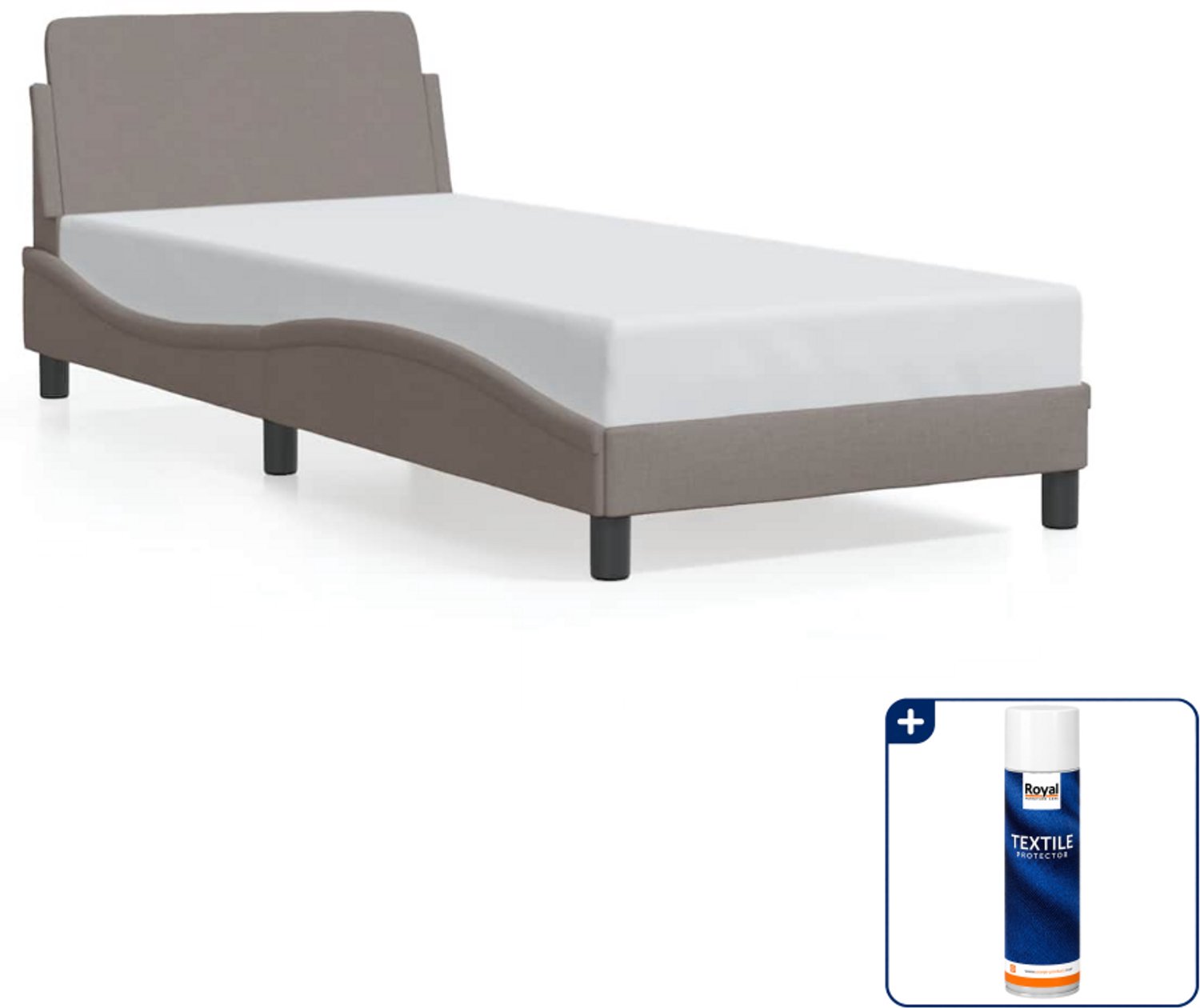 vidaXL Dover bedframe - 80 x 200 cm - stof - taupe - Inclusief textielbeschermer 500 ml