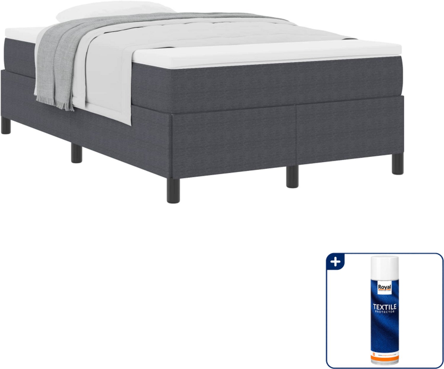 vidaXL boxspringbed - 120 x 200 cm - donkergrijs - Inclusief textielbeschermer 500 ml