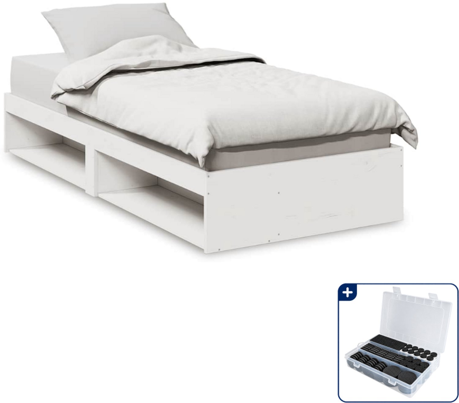 vidaXL slaapbank 90 x 190 cm - massief grenenhout - wit - Inclusief antikrasvilt 177-delig