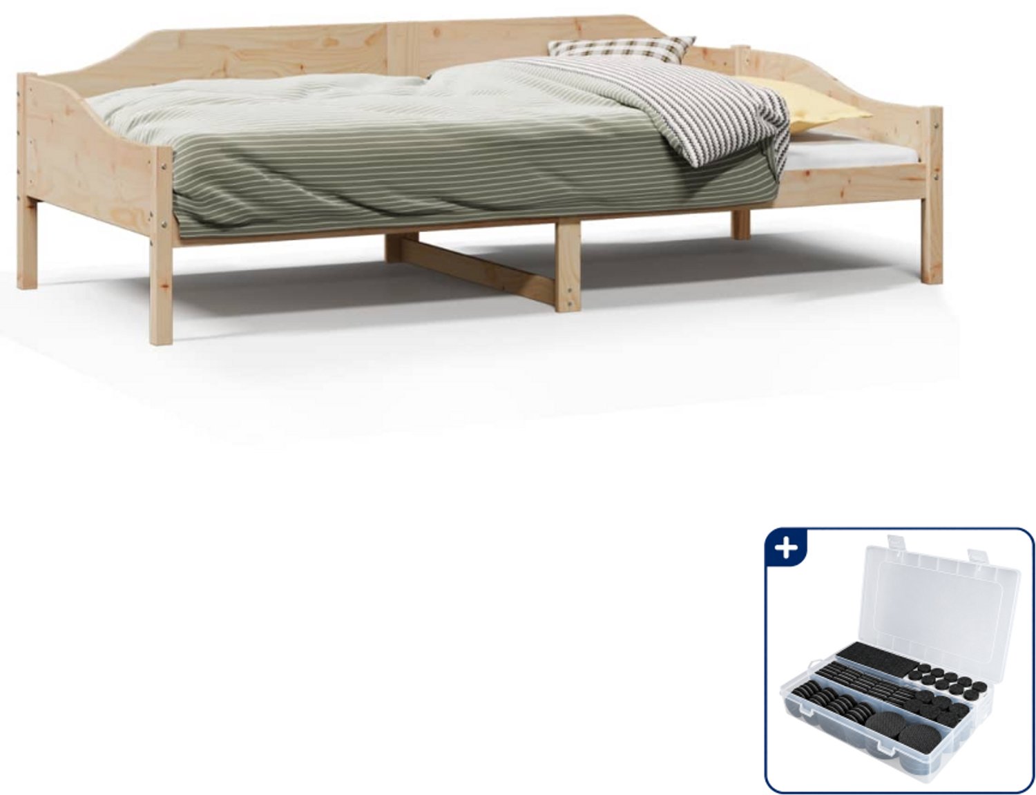 vidaXL bedframe - 90 x 200 cm - massief grenenhout - Inclusief antikrasvilt 177-delig Bruin