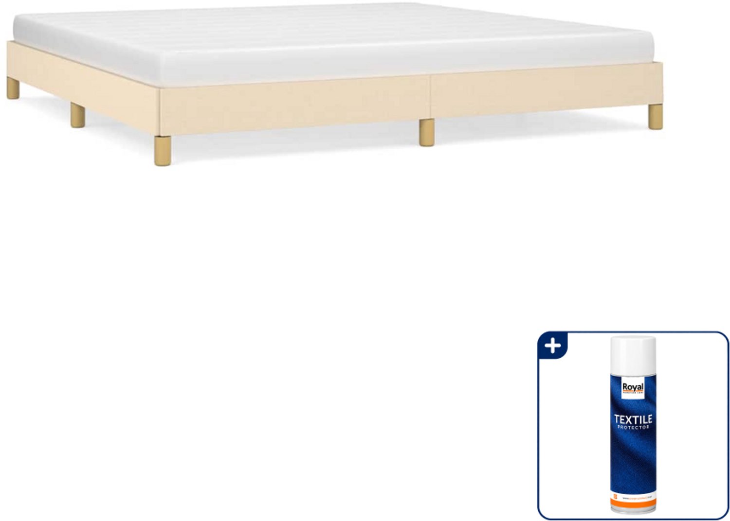 vidaXL bedframe - 200 x 200 cm - stof - crème - Inclusief textielbeschermer 500 ml