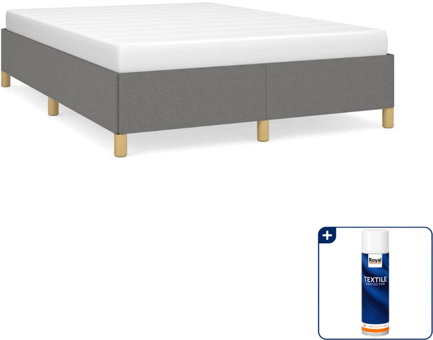 vidaXL bedframe - Small double - 140 x 200 cm - donkergrijs - Inclusief textielbeschermer 500 ml