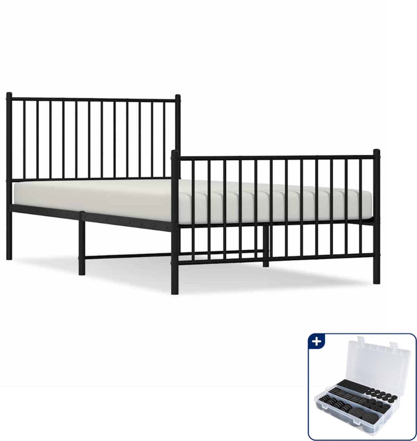 vidaXL bedframe - 100 x 200 cm - metaal - zwart - Inclusief antikrasvilt 177-delig