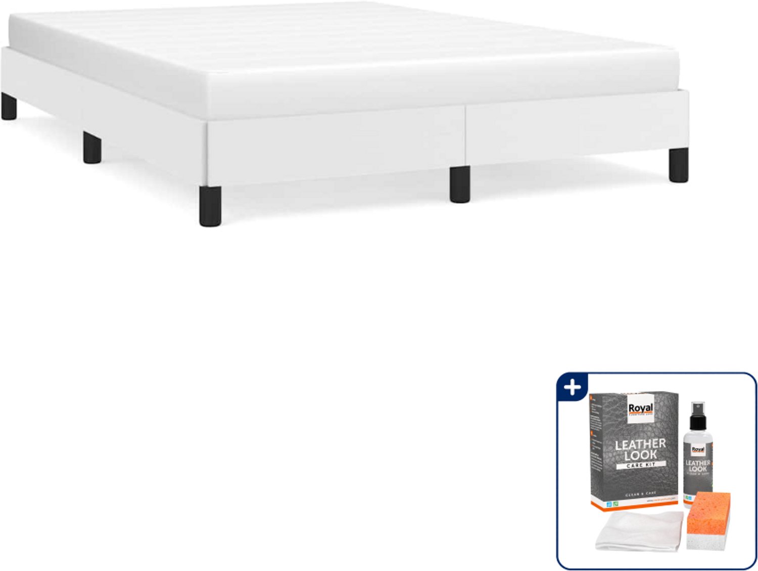 vidaXL bedframe - Small double - 140 x 200 cm - wit - Inclusief onderhoudsset voor kunstleer 150 ml