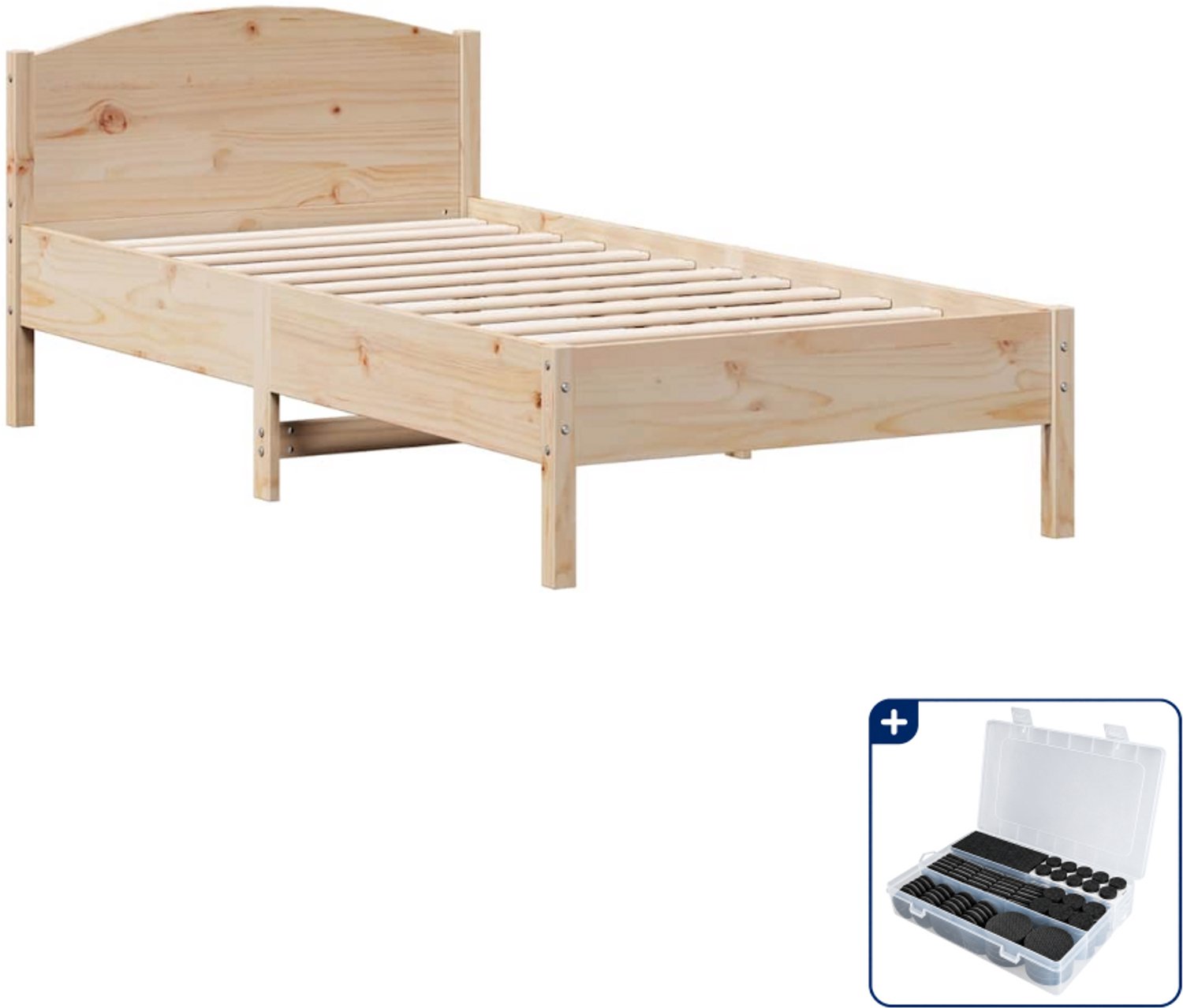 vidaXL bedframe - 75 x 190 cm - massief grenenhout - Inclusief antikrasvilt 177-delig Bruin