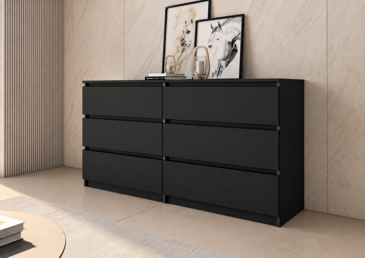 Promeubels Pro-meubels - Ladekast Stamford 138cm - Zwart mat - Commode - 6 lades