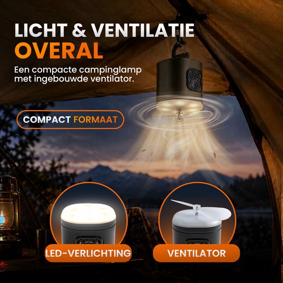 Zenvik Campinglamp met Ventilator – Oplaadbaar – LED Tentlamp Noodlamp — afbeelding 4