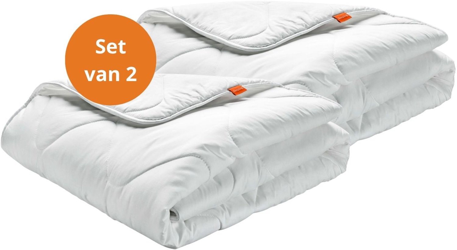 Sleepling set van 2 Basic 100 winterdekbedden 135 x 200 cm | warm winterdekbed | Made in EU | Ökotex 100 | wasbaar op 60 graden | warmteklasse garantie | 100% fijne microvezel | wit