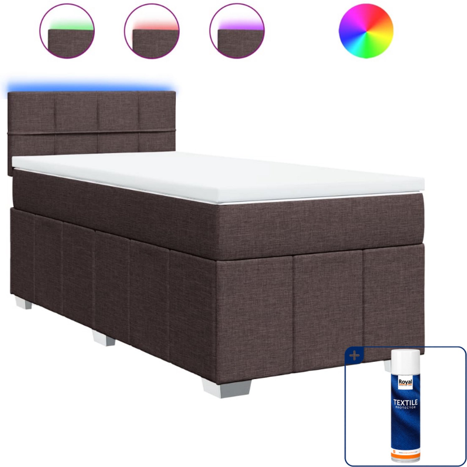 vidaXL boxspring met matras - 100 x 200 cm - donkerbruin - Inclusief textielbeschermer 500 ml