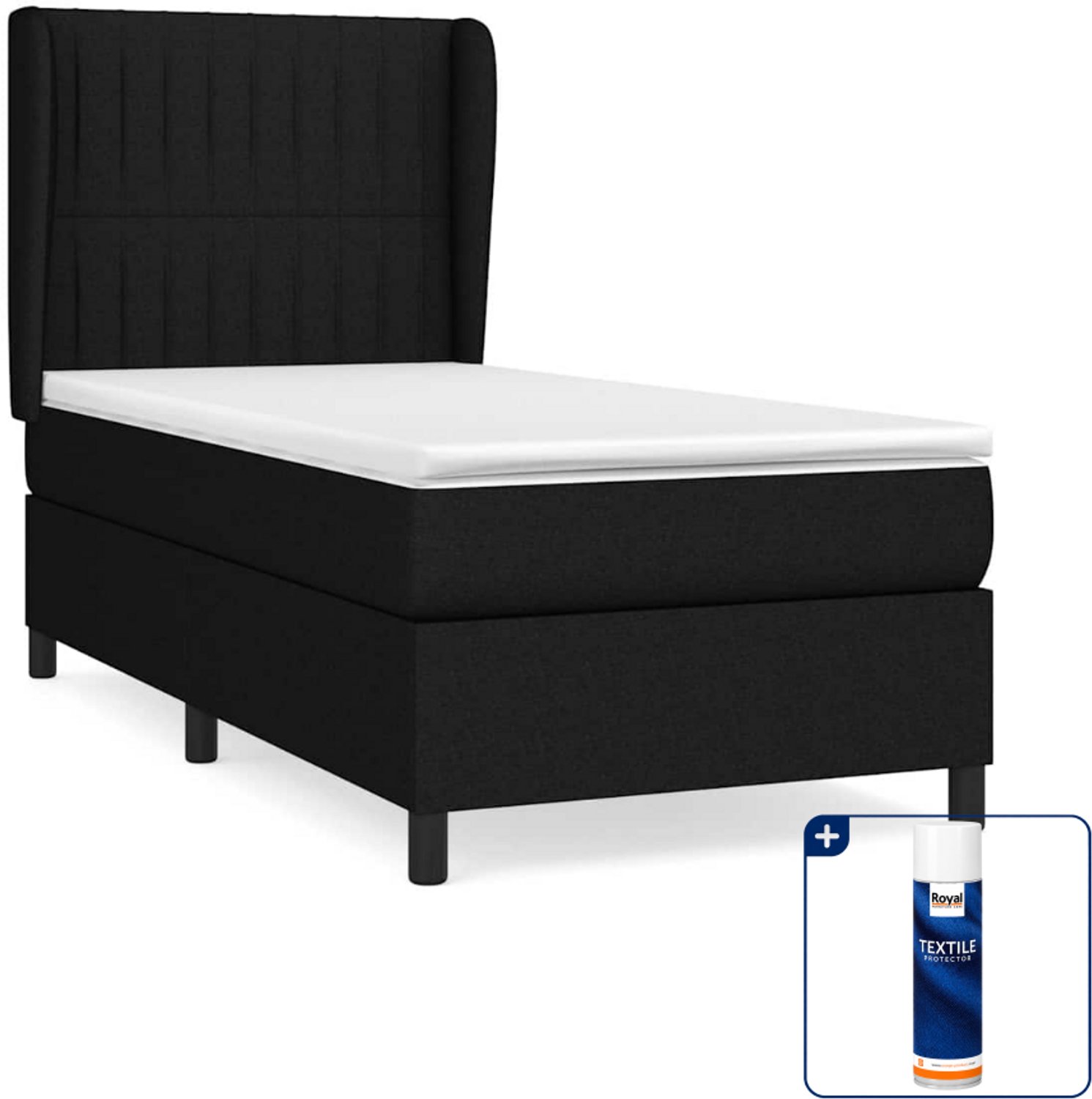 vidaXL Boxspring 100 x 200 cm - stof - zwart - Inclusief textielbeschermer 500 ml