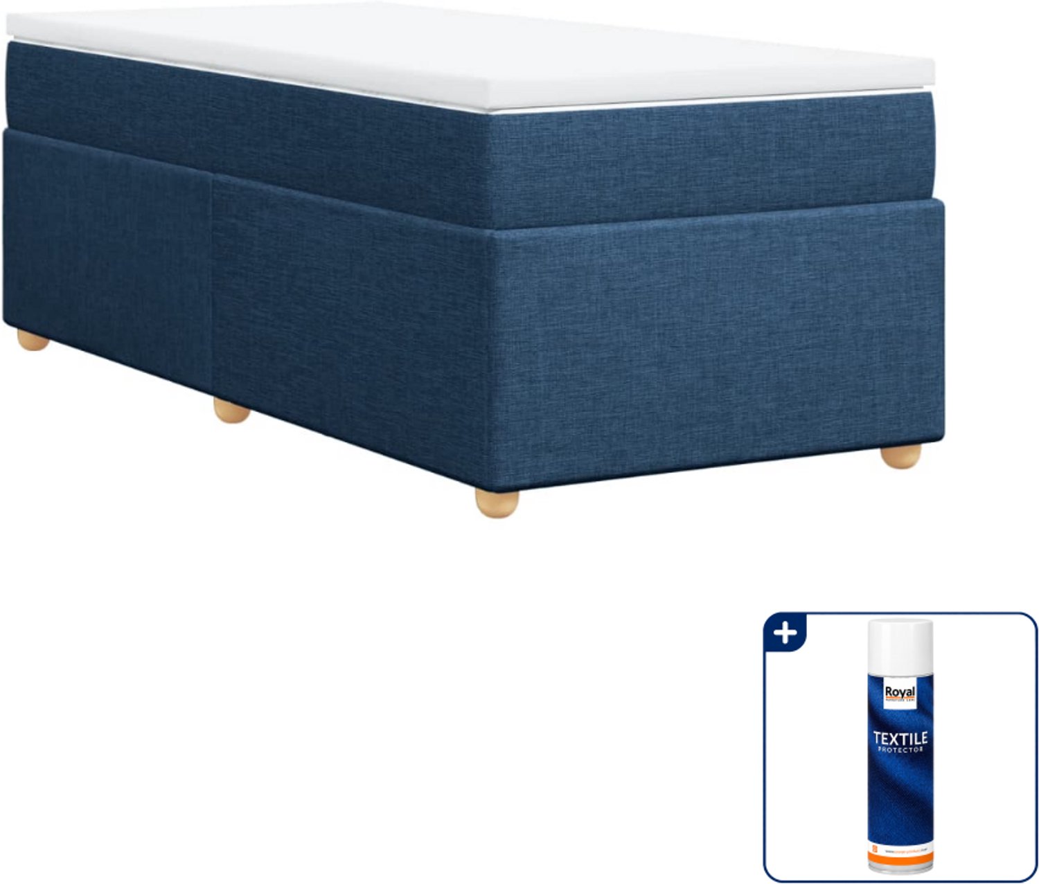 vidaXL boxspring met matras 80 x 200 cm - blauw - Inclusief textielbeschermer 500 ml