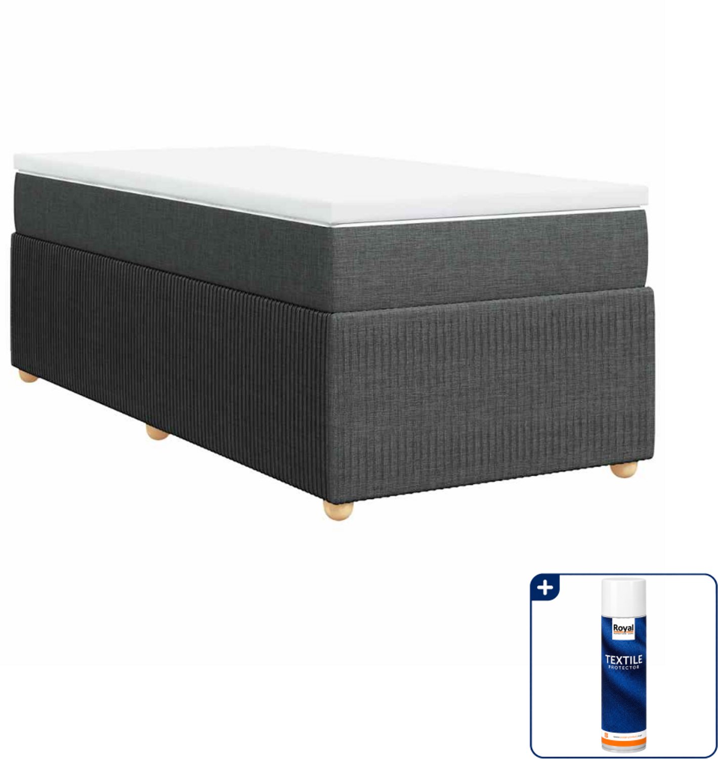 vidaXL boxspring met matras 90 x 200 cm - donkergrijs - Inclusief textielbeschermer 500 ml