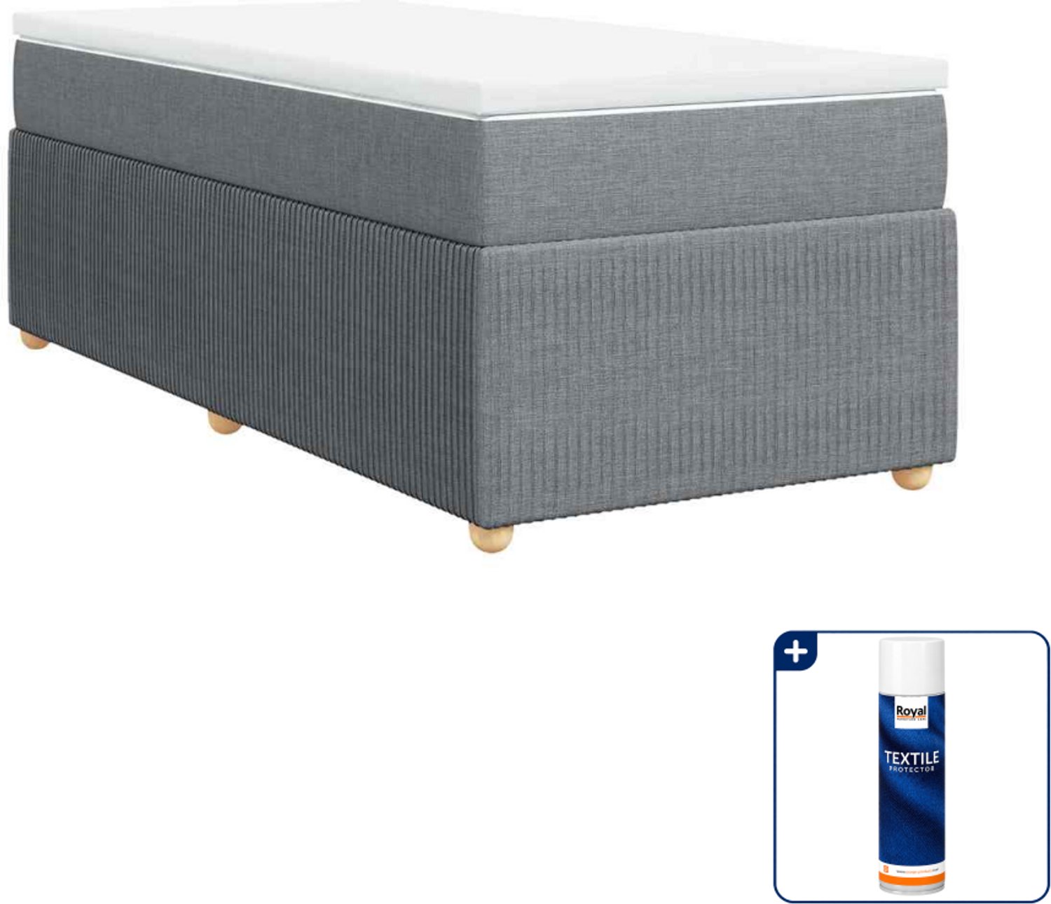 vidaXL boxspring met matras 90 x 200 cm - lichtgrijs - Inclusief textielbeschermer 500 ml