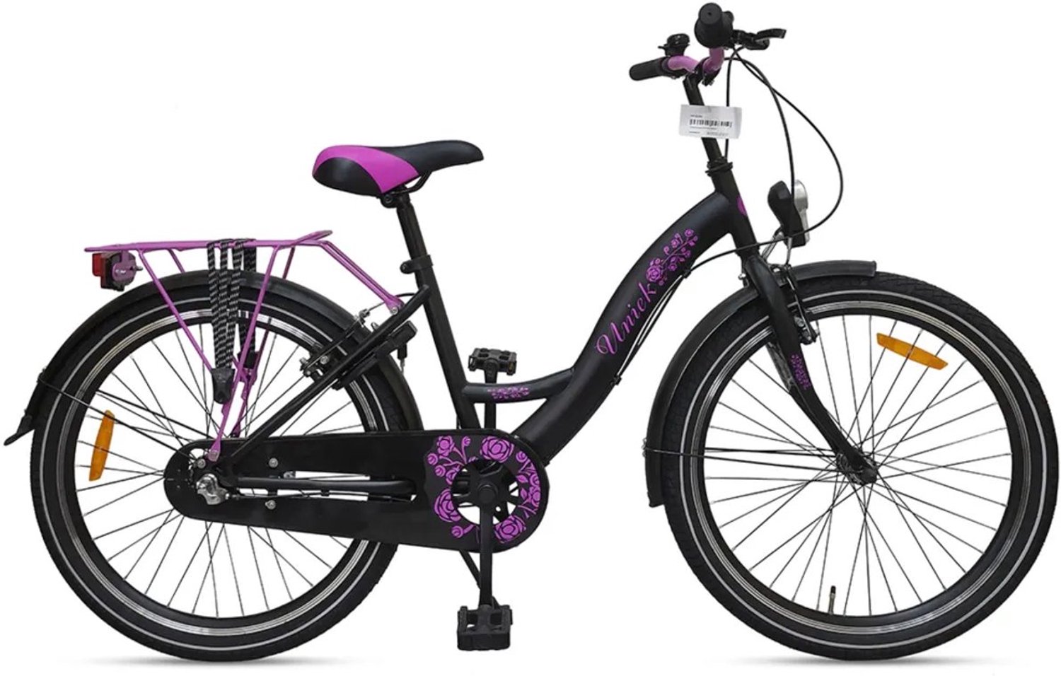 Uniek Kinderfiets 3S 24'' Zwart Roze