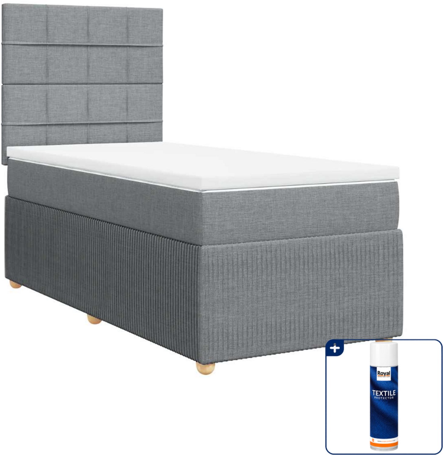 vidaXL boxspring 90 x 200 cm - stof - lichtgrijs - Inclusief textielbeschermer 500 ml
