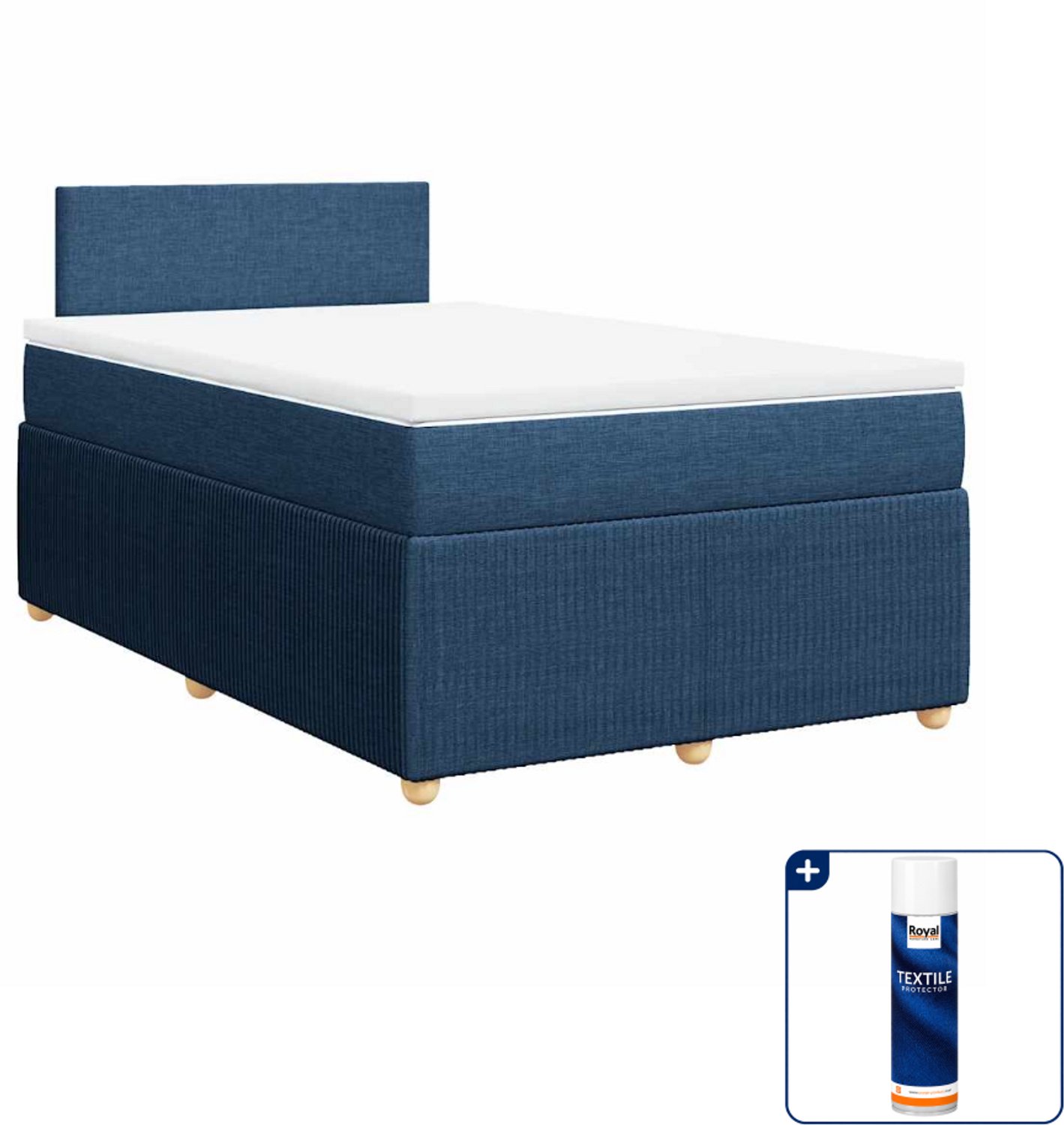 vidaXL boxspring met matras 120 x 190 cm - stof - blauw - Inclusief textielbeschermer 500 ml