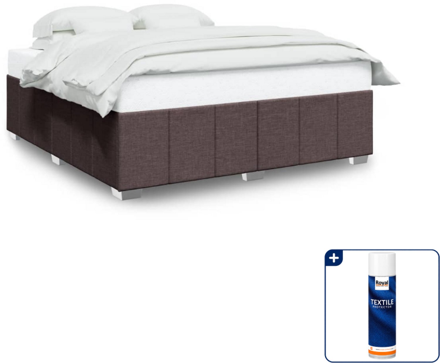 vidaXL Bedframe Kingsize 180 x 200 cm - stof - donkerbruin - Inclusief textielbeschermer 500 ml