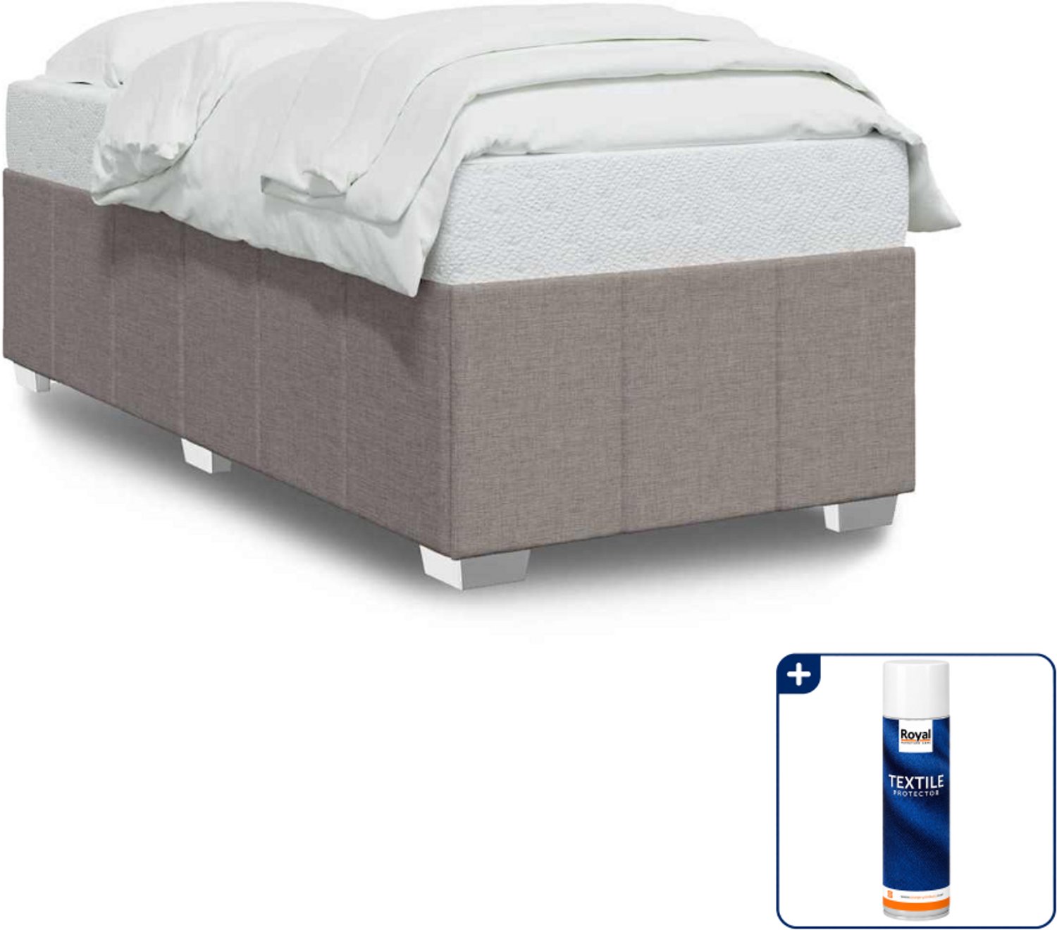vidaXL Bedframe - 100 x 200 cm - stof - taupe - Inclusief textielbeschermer 500 ml Blauw
