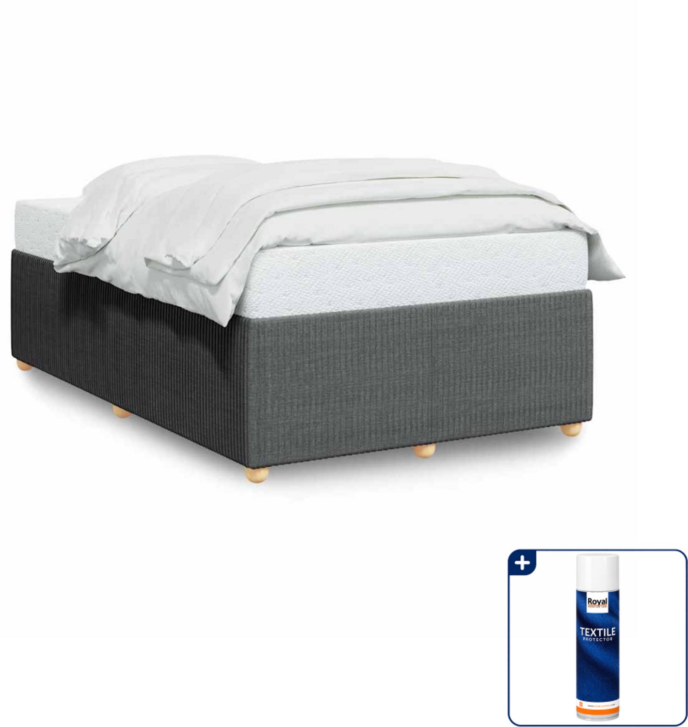 vidaXL Bedframe - 120 x 190 cm - stof - donkergrijs - Inclusief textielbeschermer 500 ml
