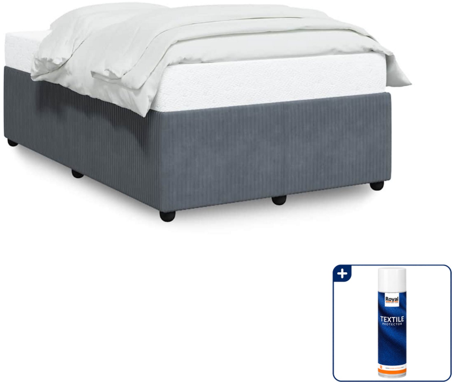 vidaXL Bedframe 120 x 200 cm - fluweel - donkergrijs - Inclusief textielbeschermer 500 ml