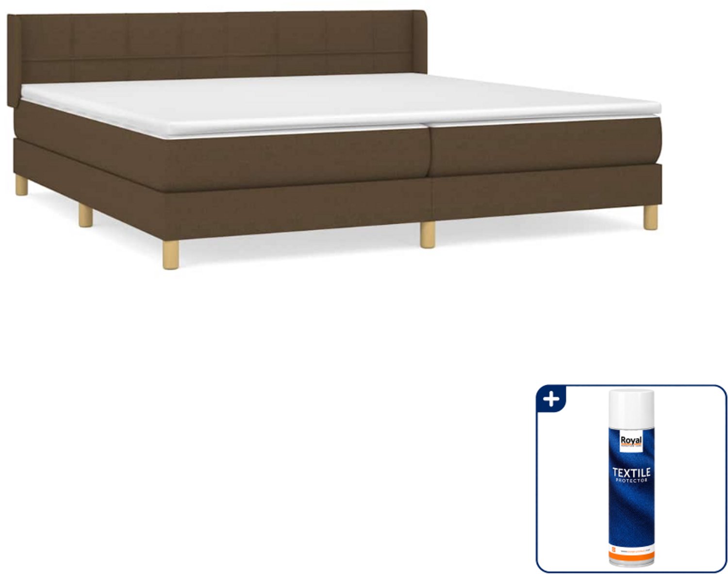 vidaXL Super kingsize boxspring 200 x 200 cm - stof - donkerbruin - Inclusief textielbeschermer 500 ml