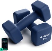 Hulser Dumbbell set - 2 x 5,0 kg - Neopreen - Blauw - Met digitale startgids - Gewichten - Fitness halterset - Krachttraining halters