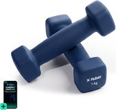Hulser Dumbbell set - 2 x 1,0 kg - Neopreen - Blauw - Met digitale startgids - Gewichten - Fitness halterset - Krachttraining halters
