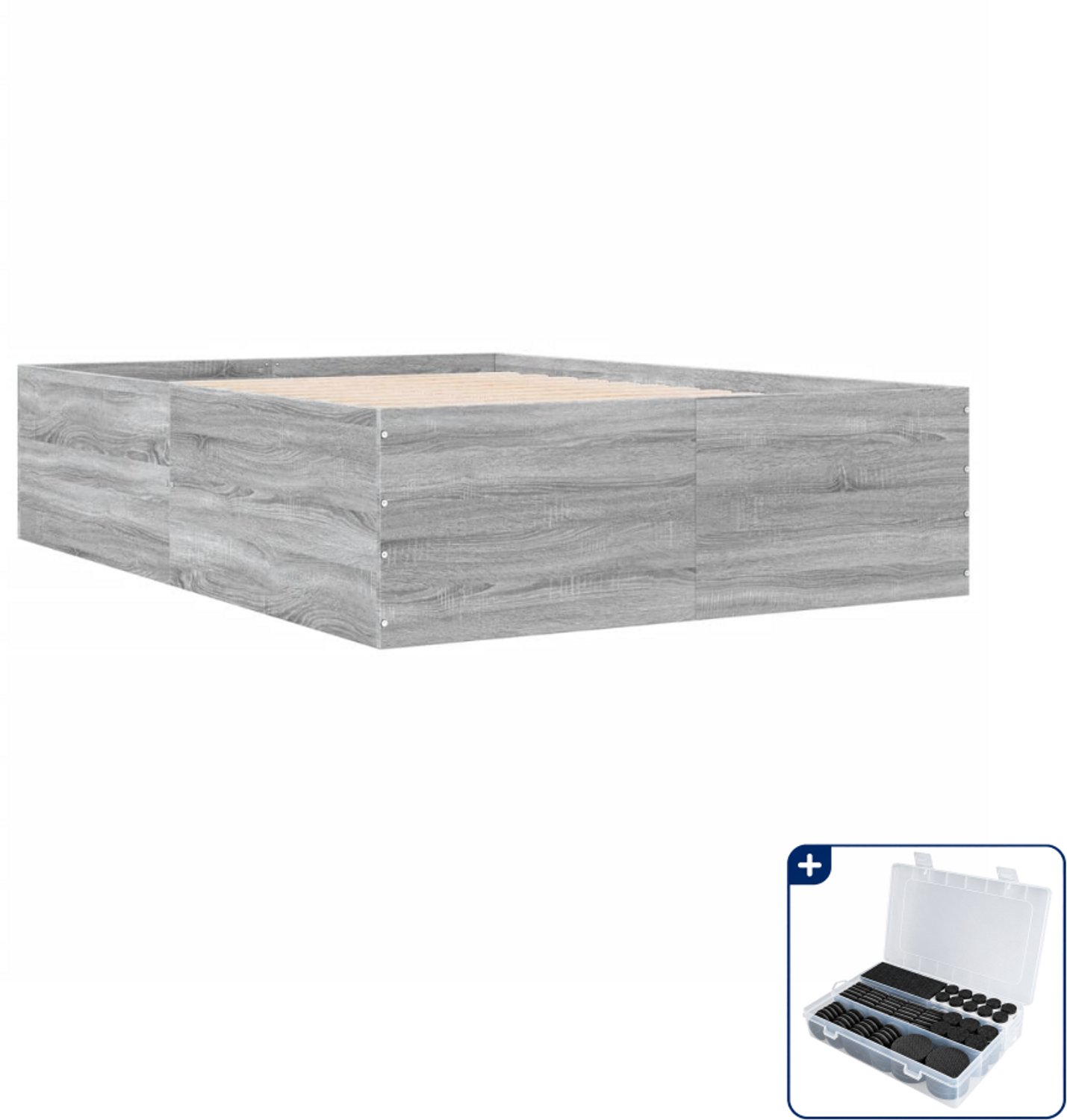 vidaXL bedframe - Small double - 140 x 200 cm - grijs sonoma eiken - Inclusief antikrasvilt 177-delig
