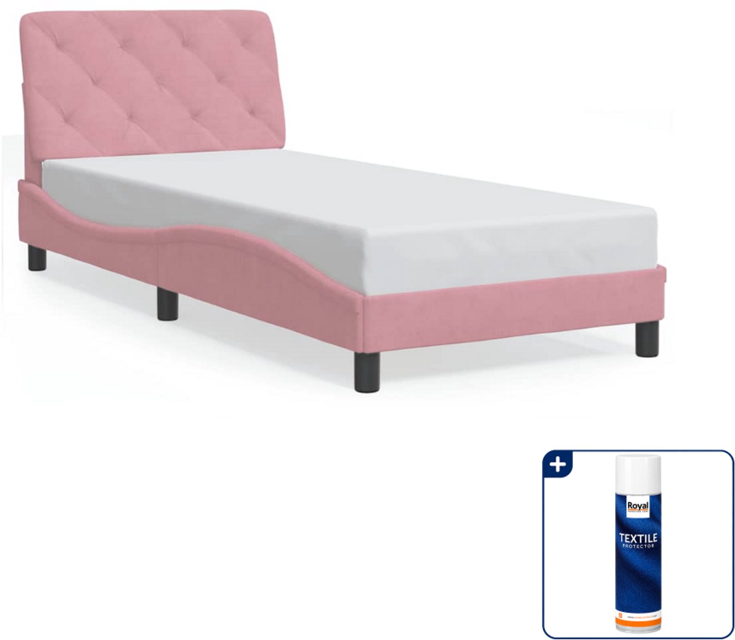 vidaXL bedframe - 80 x 200 cm - fluweel - roze - Inclusief textielbeschermer 500 ml Bruin