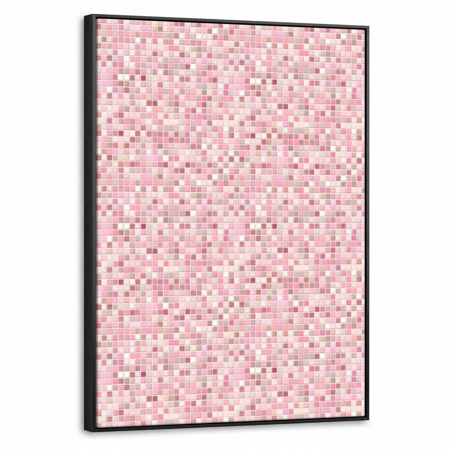 Canvas Schilderij met Baklijst 70x100cm - Mozaïek - Patroon - Roze - Muurdecoratie woonkamer - Slaapkamer decoratie - Kamer accessoires - Schilderijen op canvas met lijst