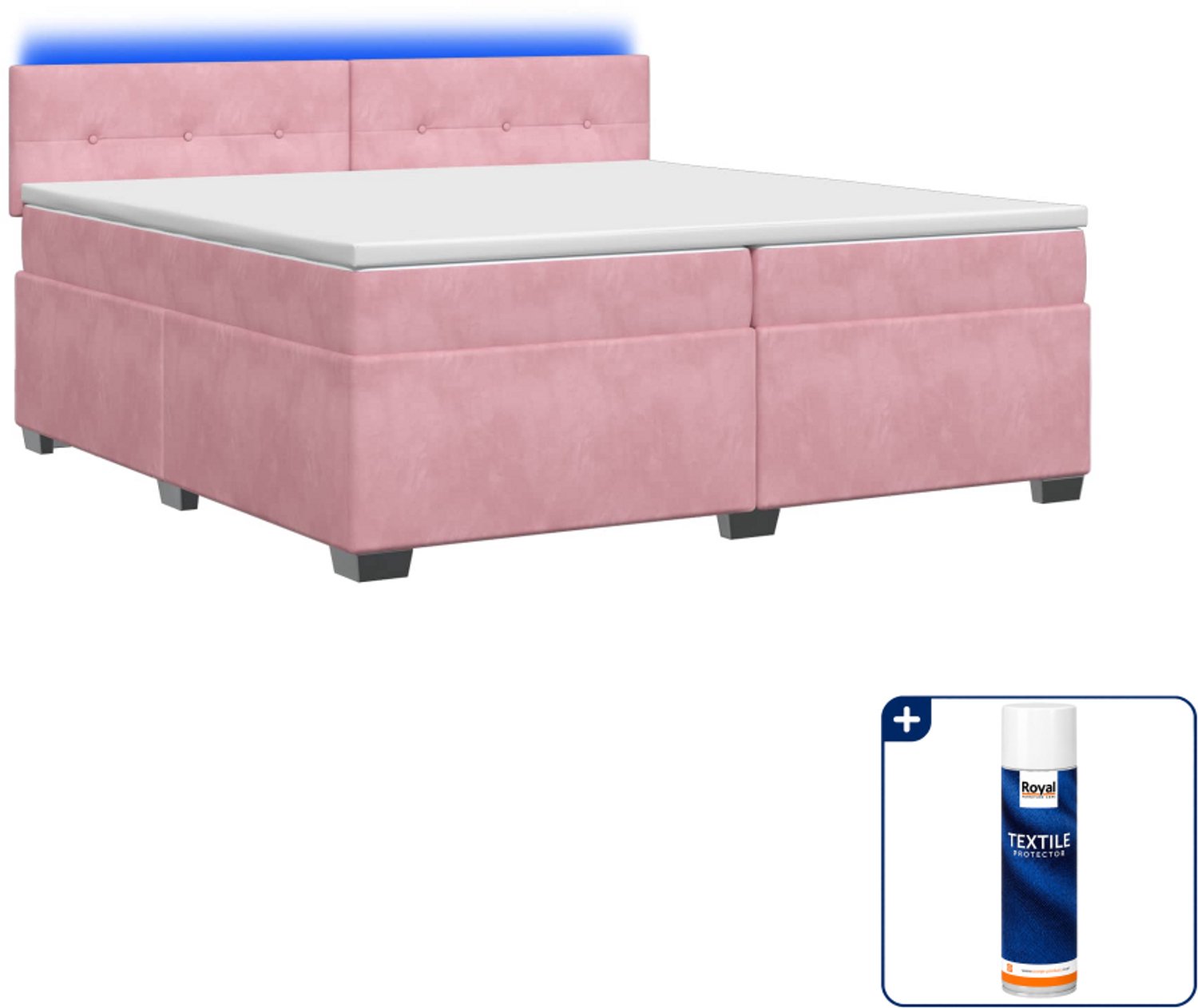 vidaXL boxspring bed - 200 x 200 cm - fluweel - roze - Inclusief textielbeschermer 500 ml
