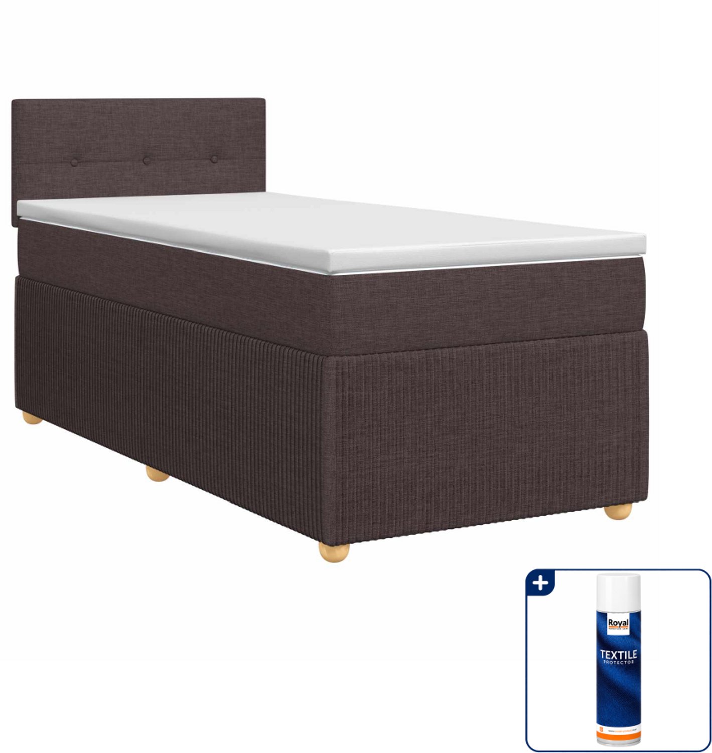 vidaXL boxspringbed met matras - 80 x 200 cm - donkerbruin - Inclusief textielbeschermer 500 ml